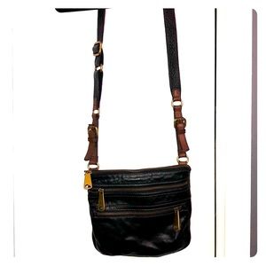 Fossil Black Leather Crossbody Bag